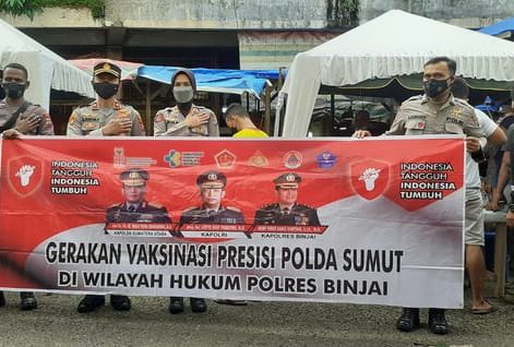 Polres Binjai Gelar Vaksinasi Presisi di Pasar Tavip Binjai