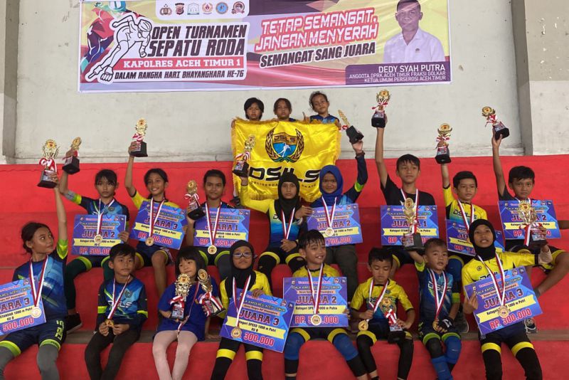 Atlet Deliserdang Borong Medali di Kejuaraan Sepatu Roda Piala Kapolres Aceh Timur