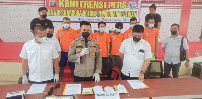 Polres Pelabuhan Belawan Tangkap 6 Sindikat Narkoba
