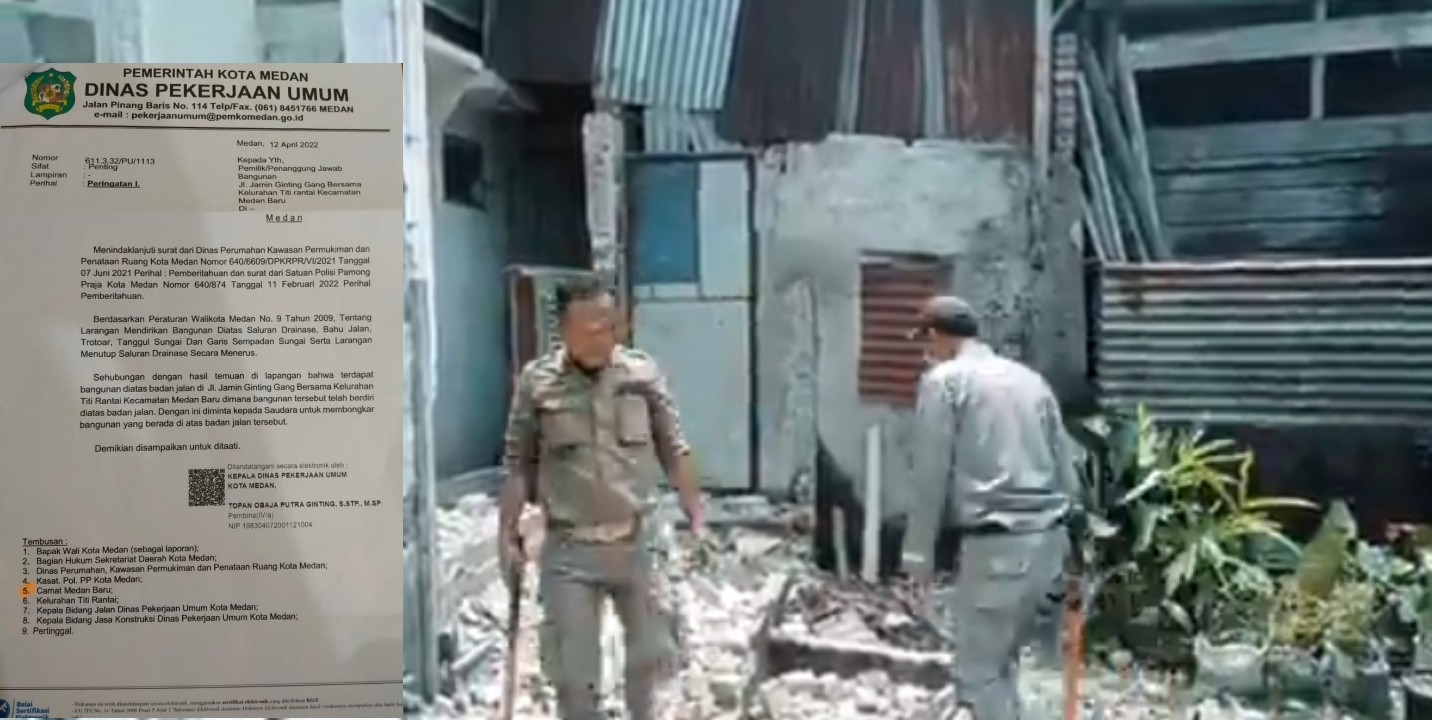 Pembongkaran Bangunan di Jalan Jamin Ginting Gang Bersama Diduga Ada “Kongkalikong” Sama Pemilik Bangunan