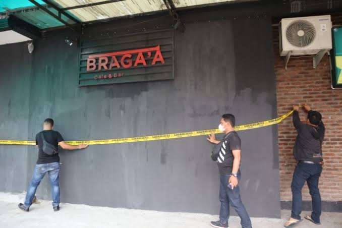 Diduga Sarang Narkoba, BRAGA’A Cafe & BAR di Siantar Disegel Polisi