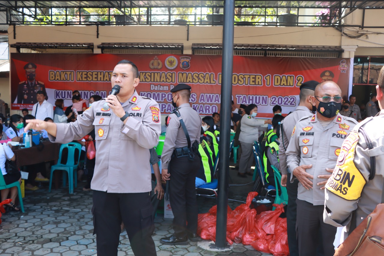 Polres Tanah Karo Gelar Vaksinasi Massal Booster 1 dan 2