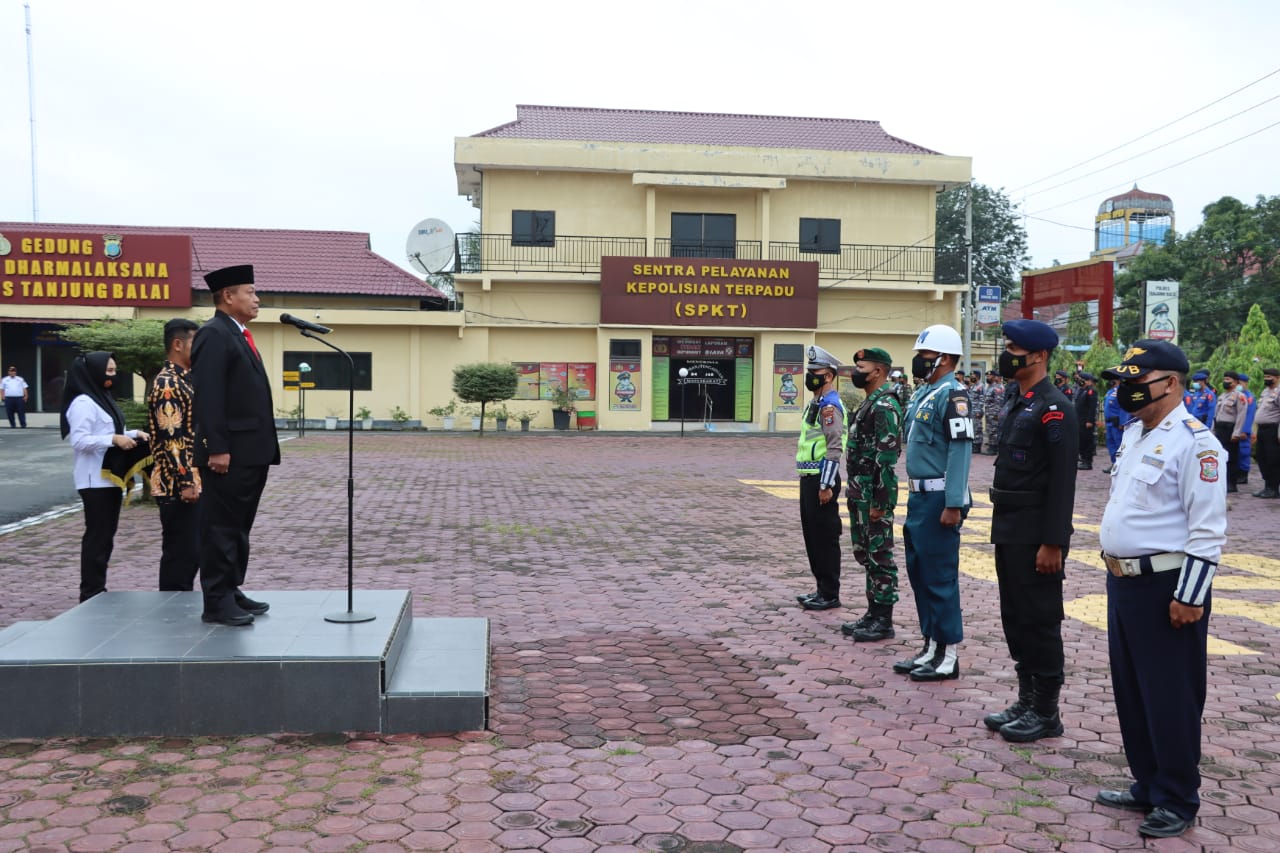 Polres Tanjung Balai Laksanakan Apel Gelar Pasukan Ops Lilin Toba 2022 Menjelang Nataru 