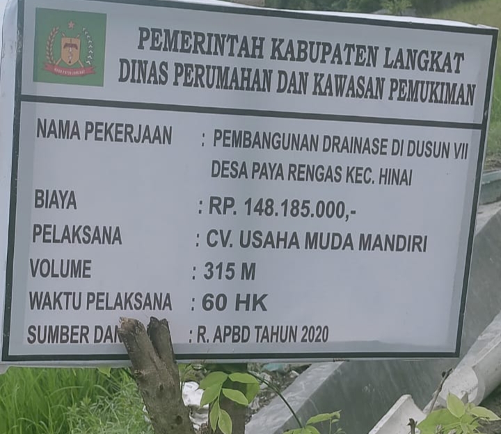 Dinas Perkim Langkat Diminta Lakukan Pengawasan Proyek Drainase