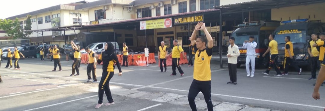 Jaga Kebugaran Fisik, Polrestabes Medan Olahraga Bersama