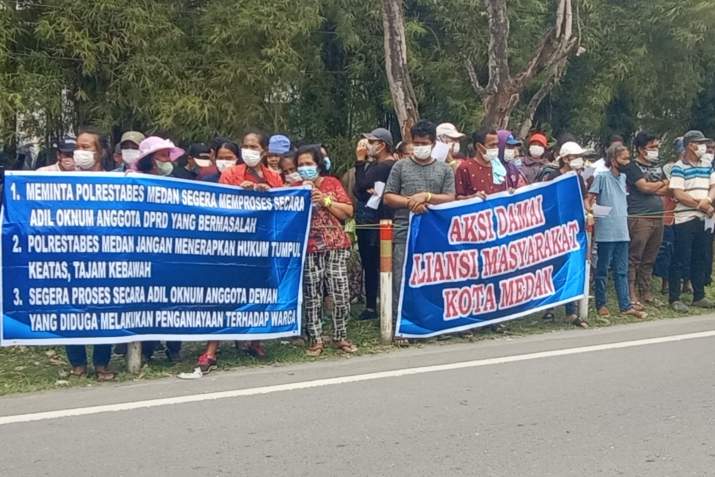 Kecewa Lambannya Proses Kasus Dugaan Penganiayaan 2 Oknum Dewan, Warga Datangi Polrestabes Medan