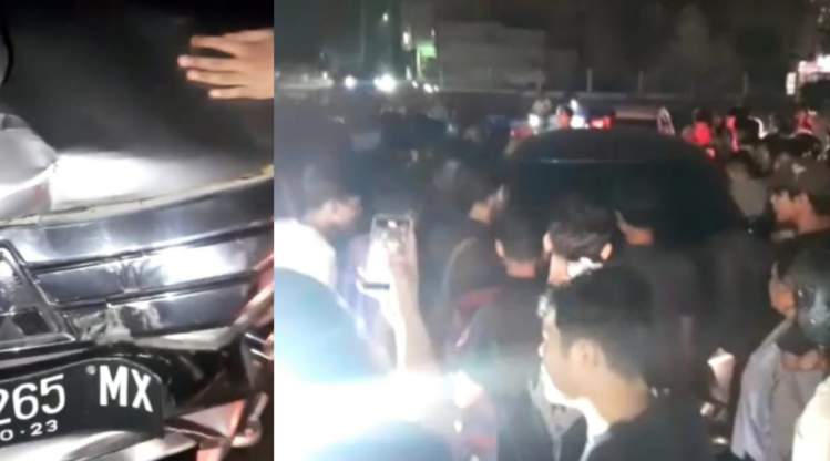 Kabur Usai Tabrak Sepeda Motor, Satu Mobil Diamuk Massa di Jalan Guru Patimpus