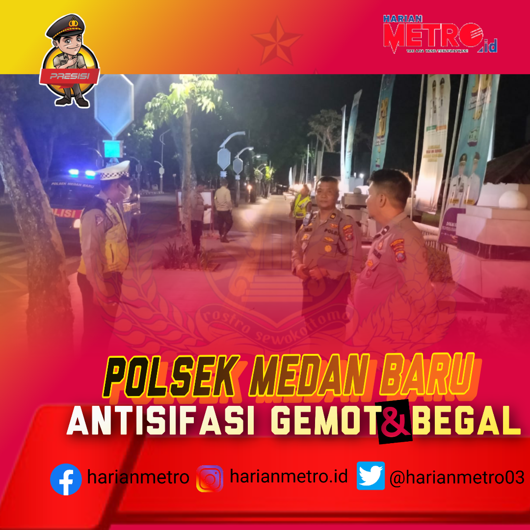 Antisipasi Kejahatan 3C, Polsek Medan Baru Laksanakan Patroli