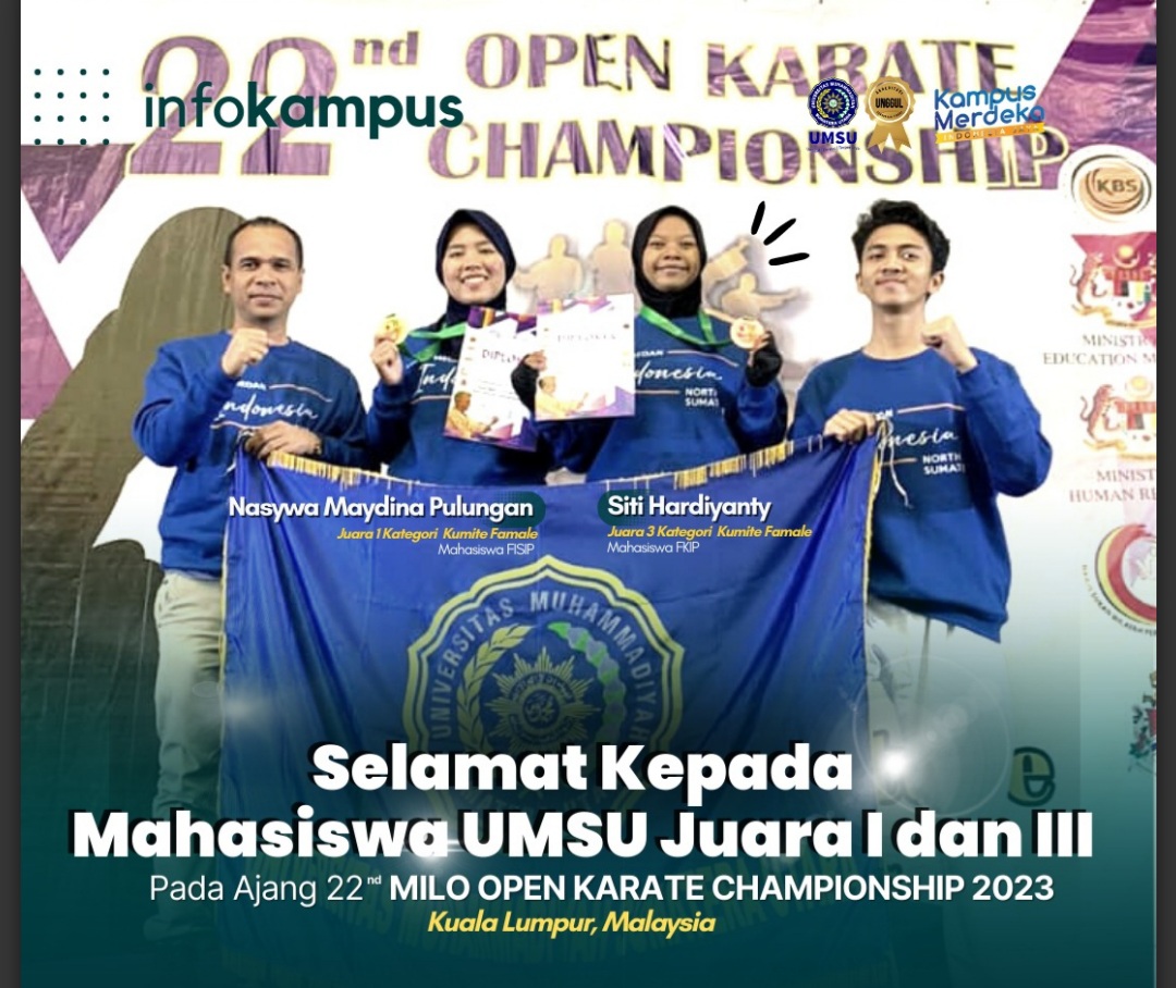 Mahasiswa UMSU Juara Internasional 22nd Open Karate Championship Malaysia