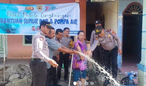Polsek Tigapanah Salurkan Bantuan Sumur Bor Dan Pompa Air