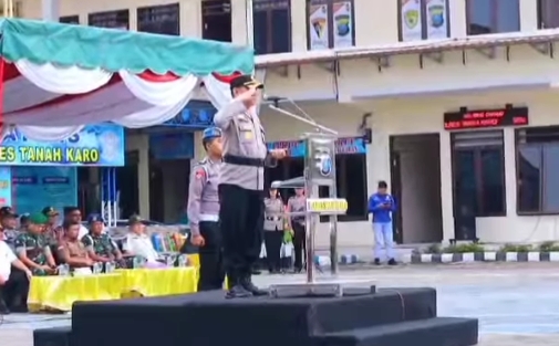 Polres Tanah Karo Apel Gelar Pasukan Pengamanan Event Internasional “Aqua Bike Toba – 2023