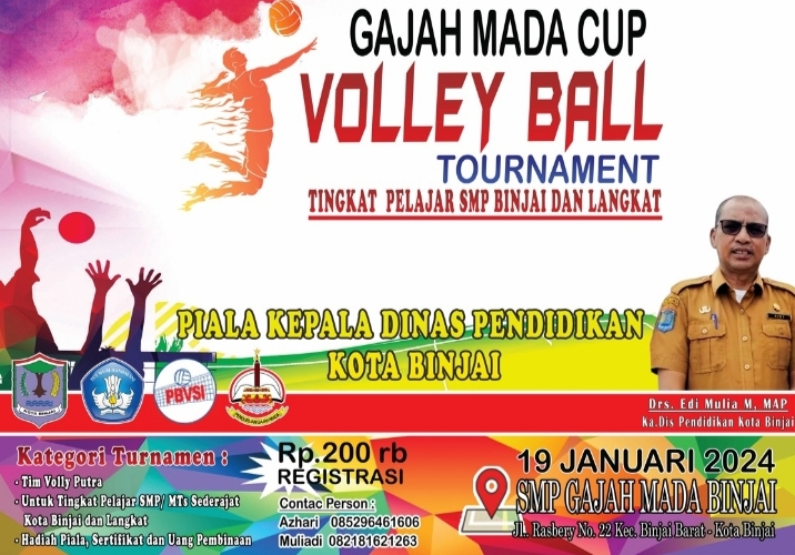Gajah Mada Cup Volley Ball, Piala Kadisdik Kota Binjai Akan Digelar 