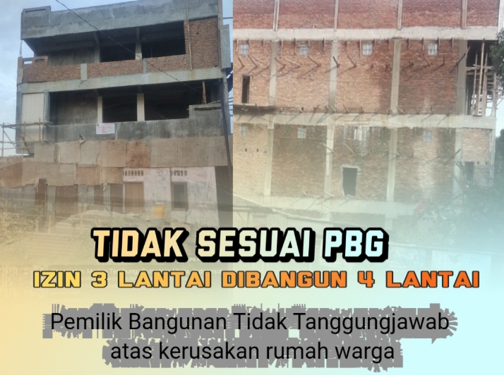 Tidak Sesuai PBG, Bangunan Di Jalan Tuamang Tembung  Juga Rusak Rumah Warga