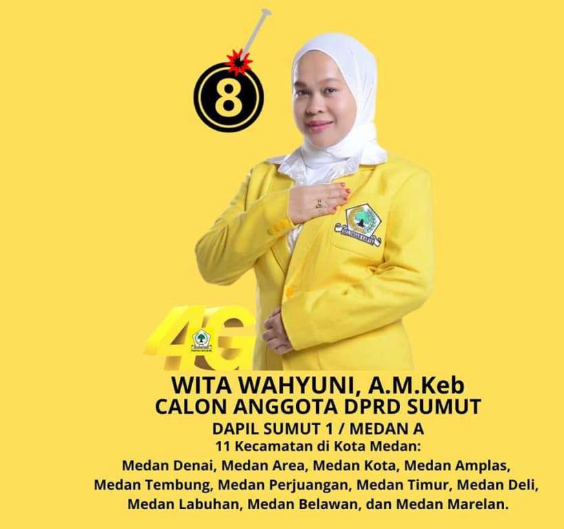 Calon Anggota DPRD Sumut Nomor Urut 8 dari Partai Golkar Dapil Sumut 1/Medan A, Wita Wahyuni, A.M.Keb
