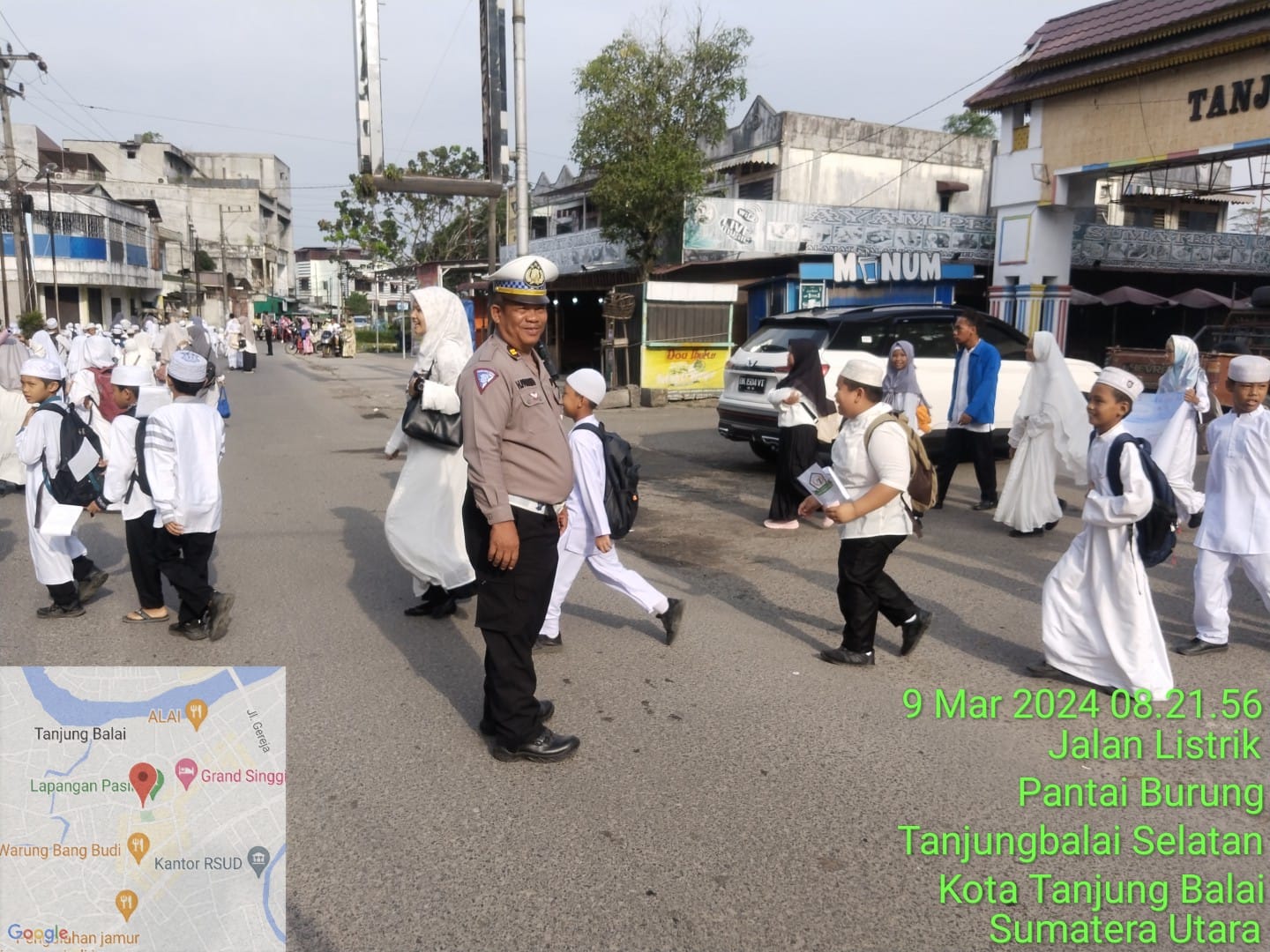 Sambut Bulan Suci Ramadhan, Polres Tanjung Balai Berikan Rasa Aman Kepada Peserta Konvoi SDIT Darul FIKRI