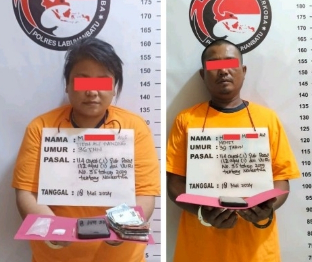Titin Dan Memet Kompol Jual Sabu di Leidong, Keduanya Ditangkap Satnarkoba Polres Labuhanbatu