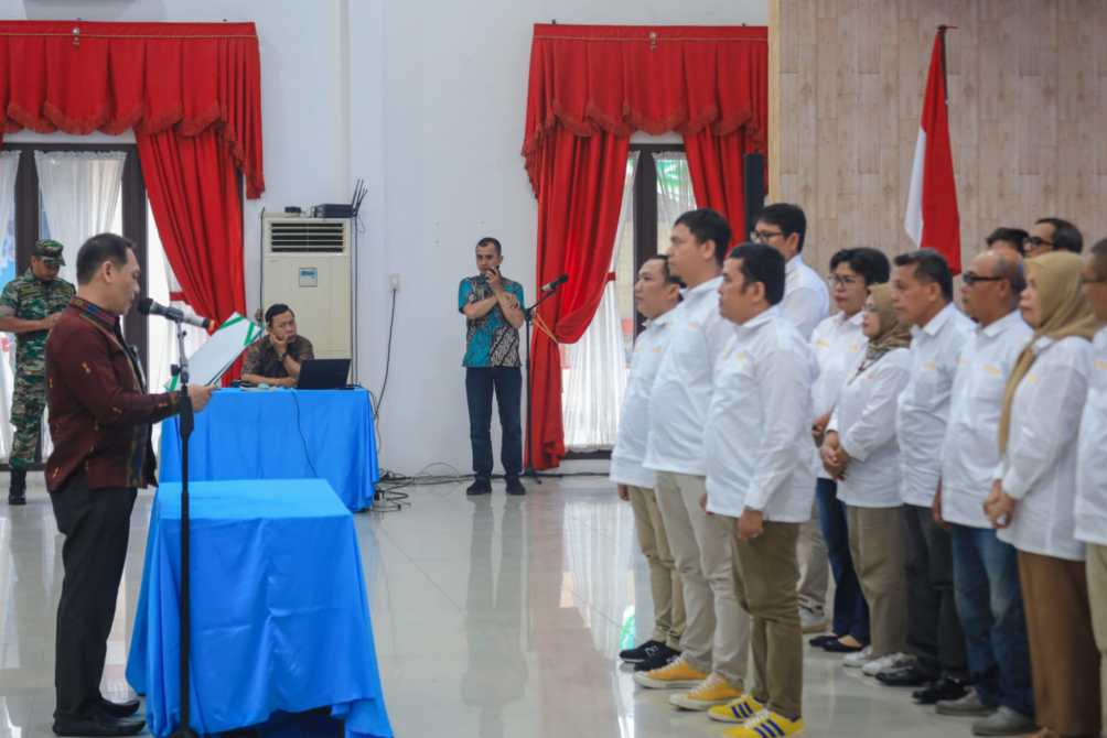 Pelantikan Pengurus Persatuan Wartawan Pemko Medan periode 2024-2026 di gedung PKK Kota Medan, Jumat (31/5/24).