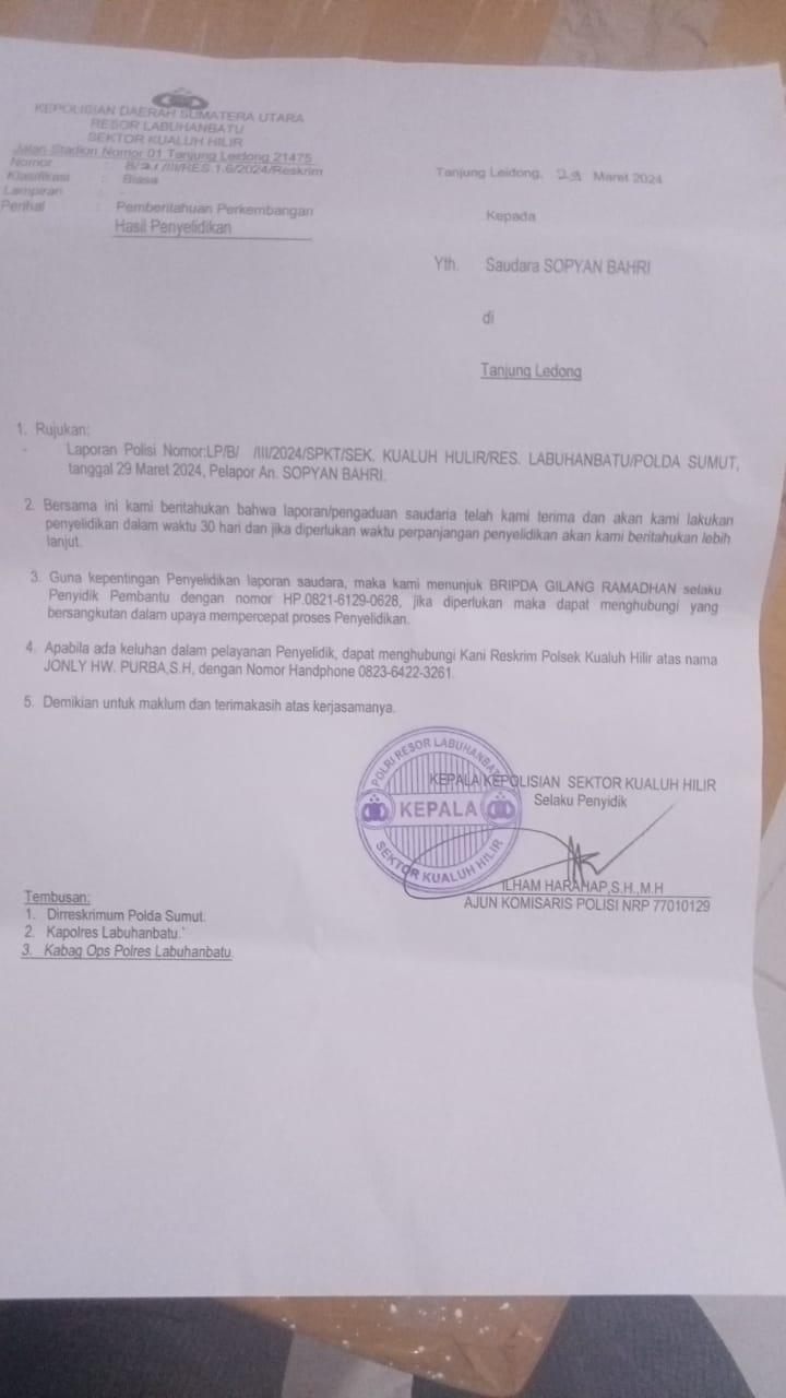 Dua Bulan Lebih, Kasus Penganiayaan “Mandul” Di Polsek Kualuh Hilir  