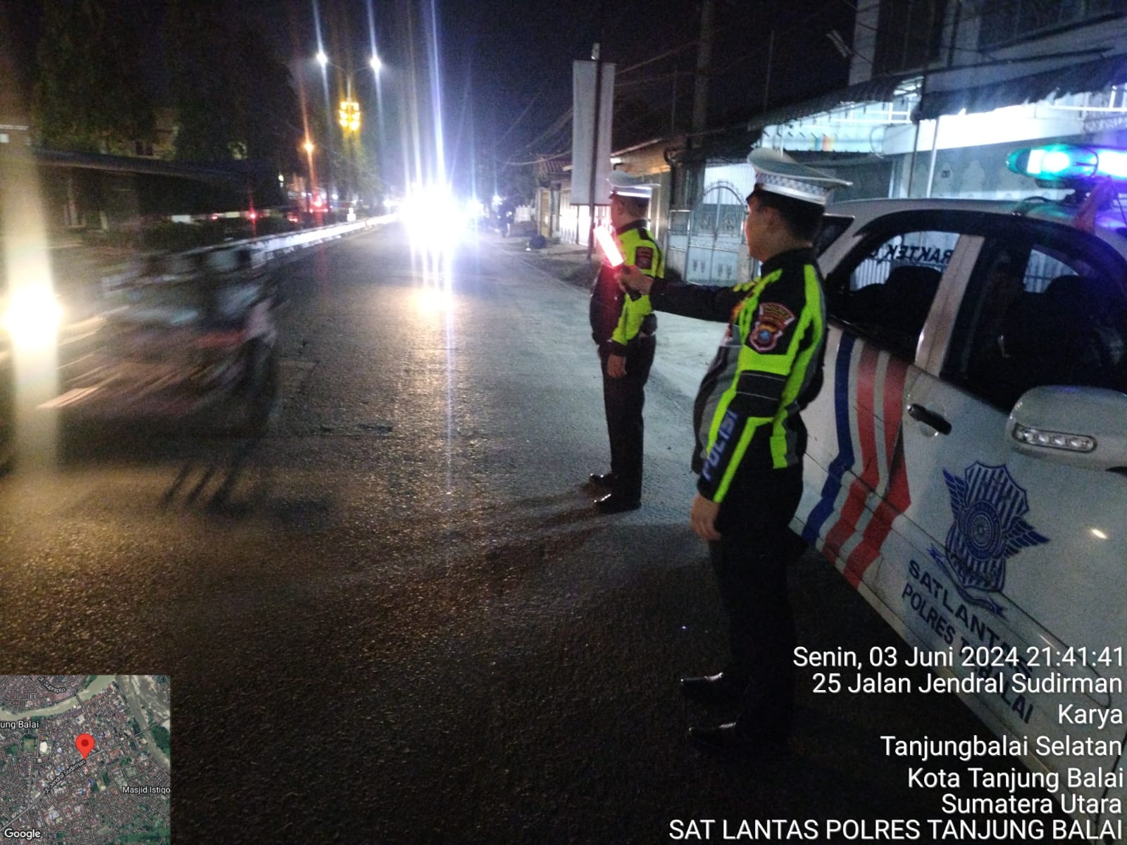 Sat Lantas Polres Tanjung Balai Laksanakan Blue Light Patroli