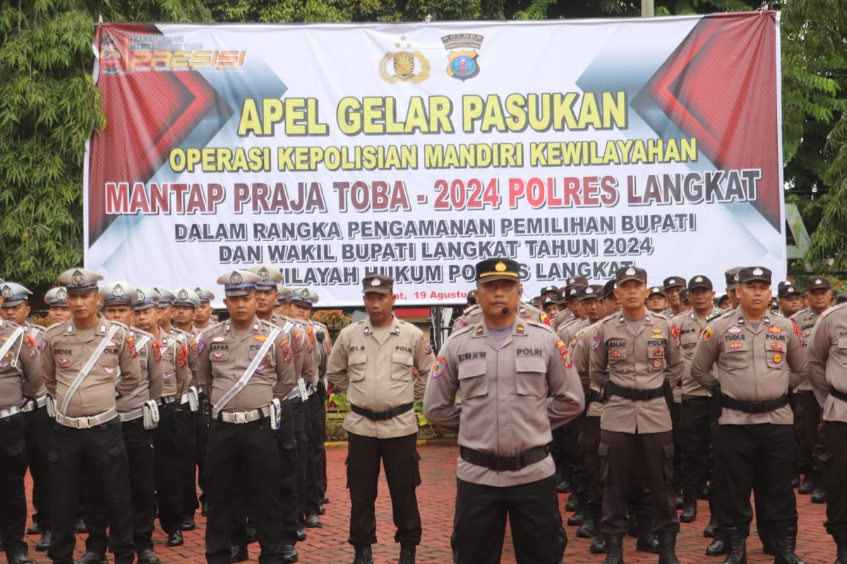 Polres Langkat Gelar Apel Pasukan Operasi Mantap Praja Toba 2024