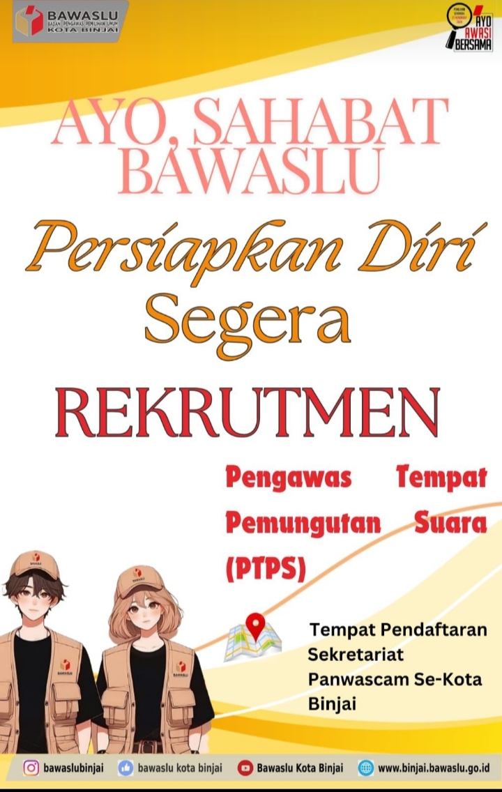 Bawaslu Kota Binjai Segera Buka Rekrutmen Pengawas TPS, Cek Syarat Dan Jadwalnya