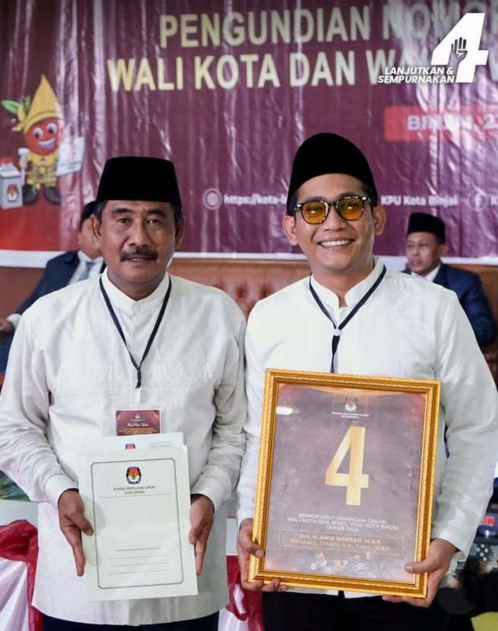 Paslon Amir Hamzah-Hasanul Jihadi Kantongi Nomor urut 4 Pilkada Binjai