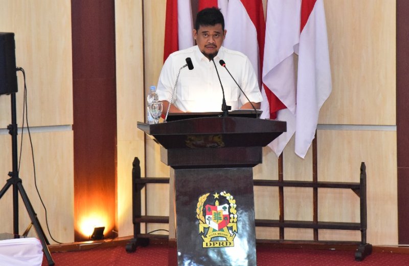 Wali Kota Medan, Bobby Afif Nasution saat membacakan sambutannya