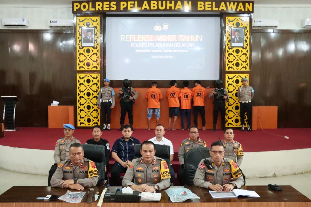 Refleksi Akhir Tahun Kamtibmas 2024 Polres Pelabuhan Belawan, Tindak Pidana Turun