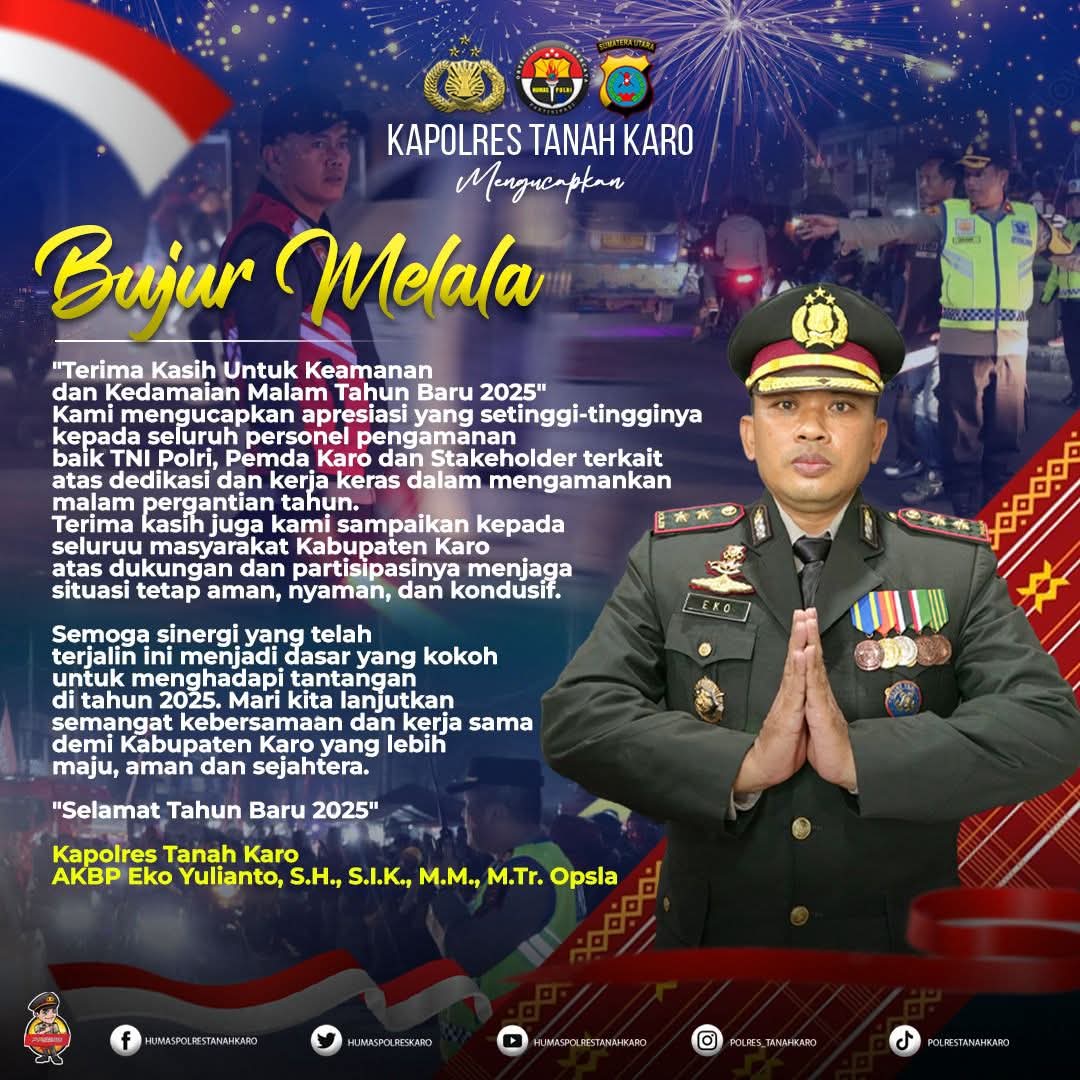 Kapolres Tanah Karo Apresiasi Keberhasilan Pengamanan Malam Tahun Baru