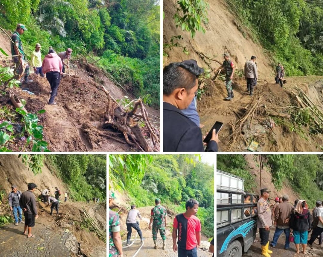 Polsek Barusjahe Gerak Cepat Atasi Tanah Longsor di Jalan Tambak Sukat Desa Barusjahe