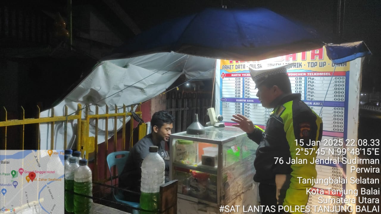 Sat Lantas Polres Tanjung Balai Sambang di Lokasi Penjual Jajanan Malam
