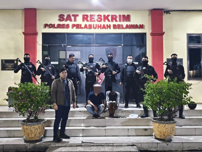 Tim Macam Polres Pelabuhan Belawan Tangkap 2 Pelaku Pungli Di Tol Tanjung Mulia