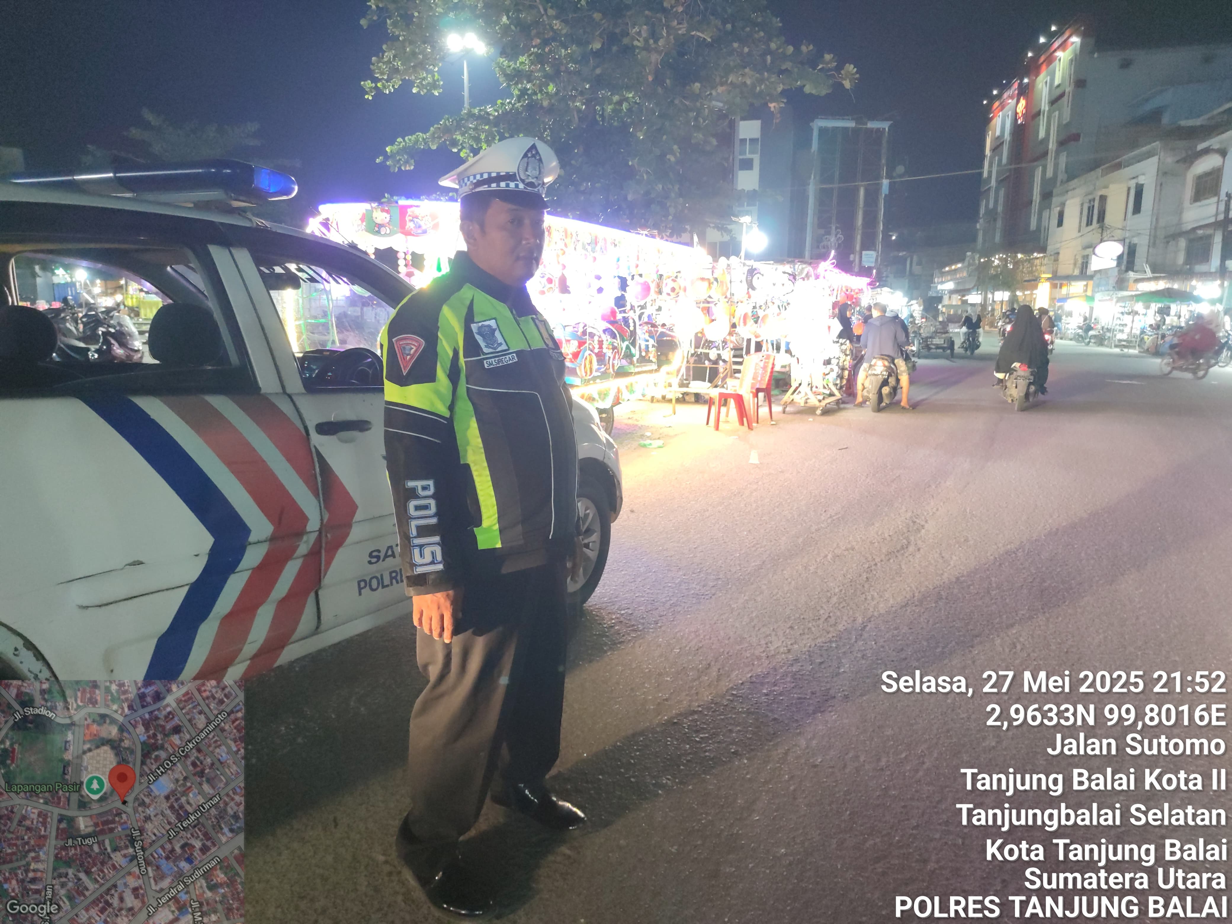 Sat Lantas Polres Tanjung Balai Gencarkan Blue Light Patrol Dititik Rawan Macet dan Kamtibmas