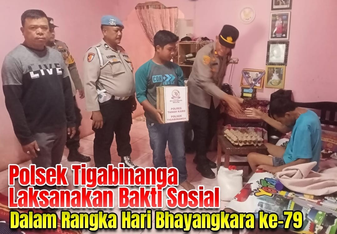 Polsek Tigabinanga Salurkan Bantuan Sosial Sambut Hari Bhayangkara Ke-79
