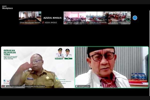 Gubernur Sumatera Utara (Sumut) Bobby Afif Nasution pada kegiatan Sosialiasi dan Edukasi Toba Caldera UNESCO Global Geopark, yang digelar Dinas Kebudayaan Pariwisata dan Ekonomi Kreatif Sumut melalui platform Zoom Meeting, Selasa (3/6).