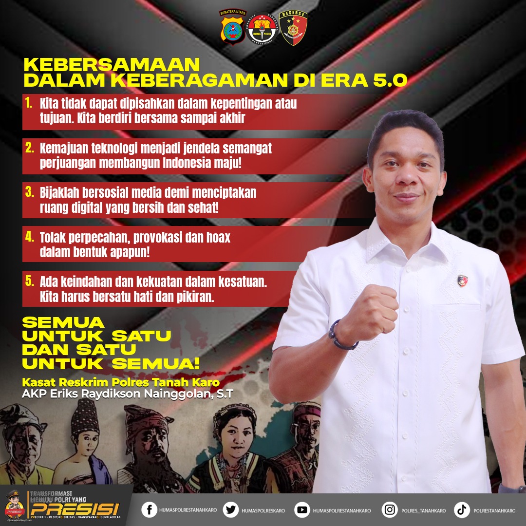 Kasat Reskrim Polres Tanah Karo Ajak Masyarakat Jaga Kebersamaan Di Era 5.0