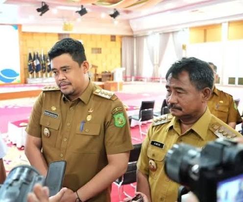 Gubernur Sumatera Utara, Bobby Nasution dalam suatu kesempatan bersama Wali Kota Binjai, Amir Hamzah.