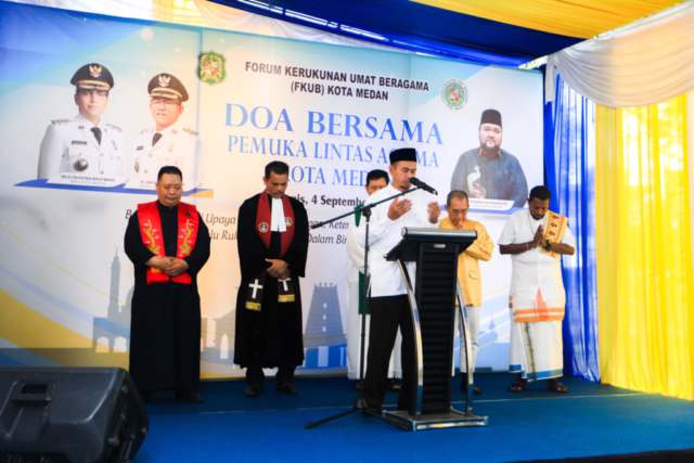 Doa Bersama Pemuka Lintas Agama di kantor FKUB jalan Ramlan Yatim, Kecamatan Medan Kota, Kamis (4/9/2025).