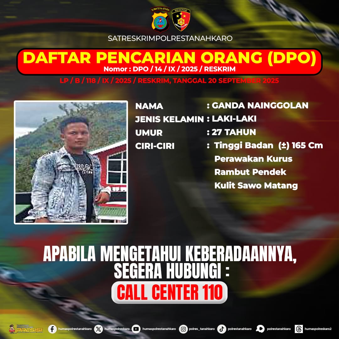 Satreskrim Polres Tanah Karo Terbitkan DPO Terduga Pelaku Pembunuhan Perladangan Seledang