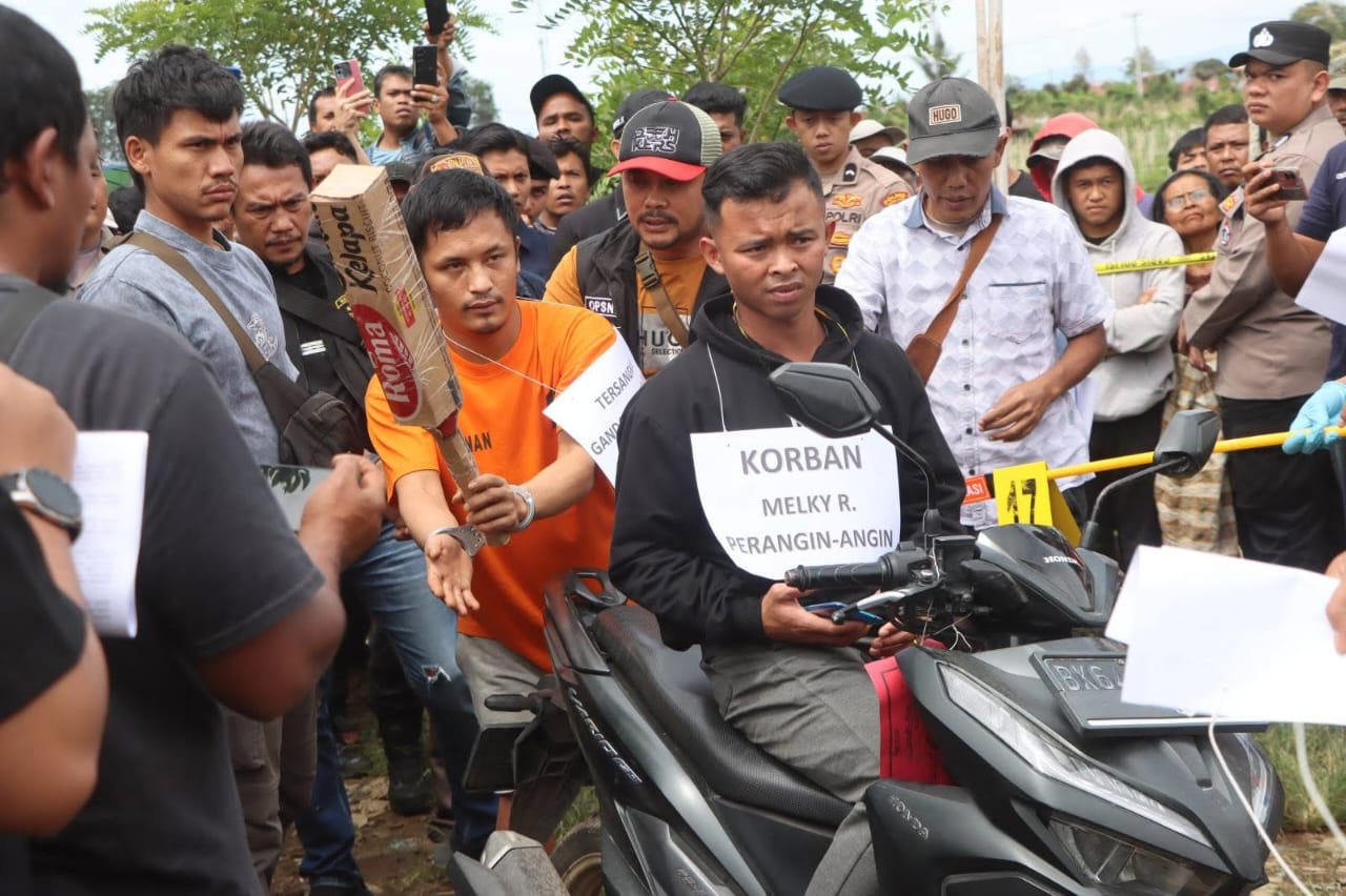 Polres Tanah Karo Gelar Rekonstruksi Kasus Pembunuhan Melky Perangin-Angin Dengan 27 Adegan  