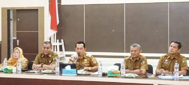 Bupati Padanglawas, Putra Mahkota Alam Hasibuan,SE,memaparkan SAKIP secara virtual melalui zoom meeting ke Menpan-RB. 