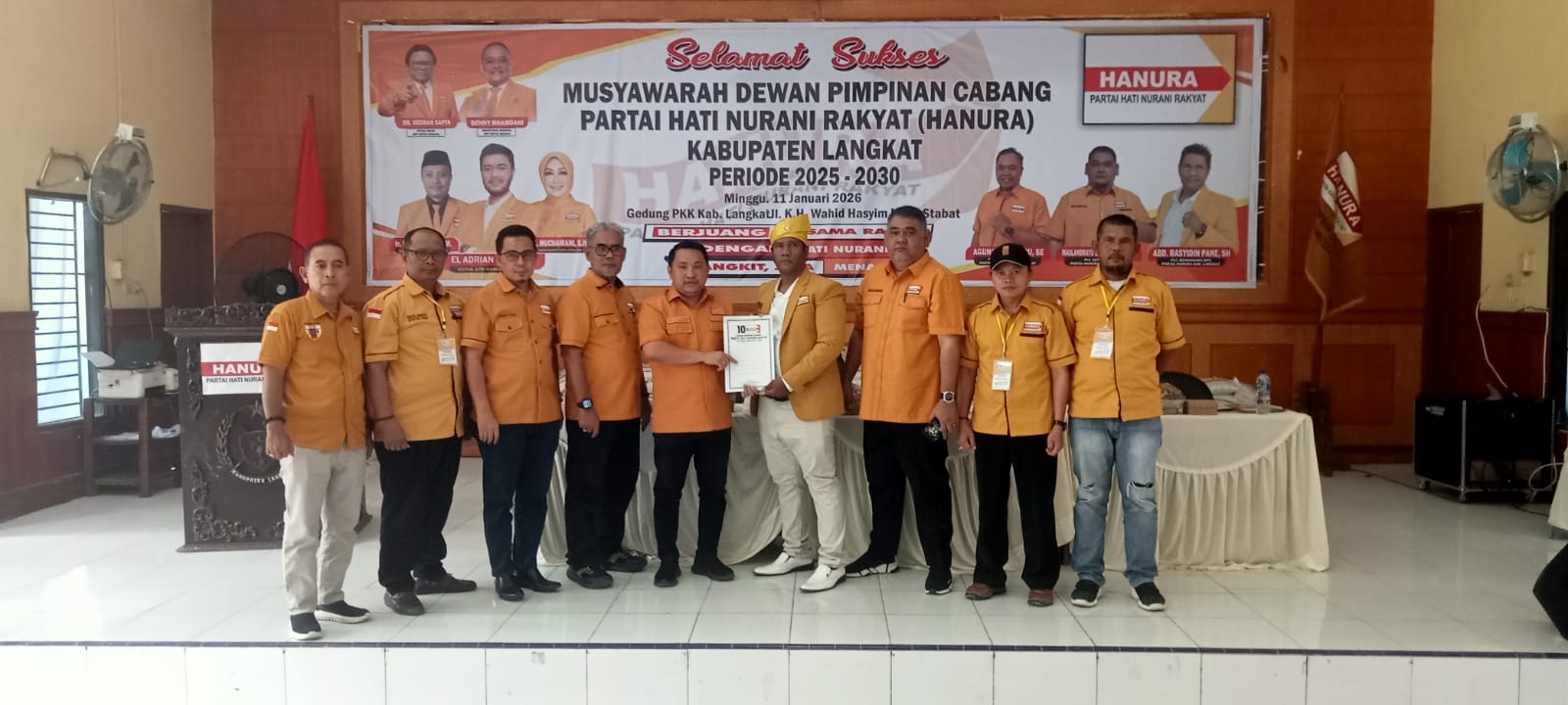 Musyawarah Ke – 3 DPC Partai HANURA Kabupaten Langkat, Abdul Rasyidin Pane,SH Terpilih Secara Aklamasi