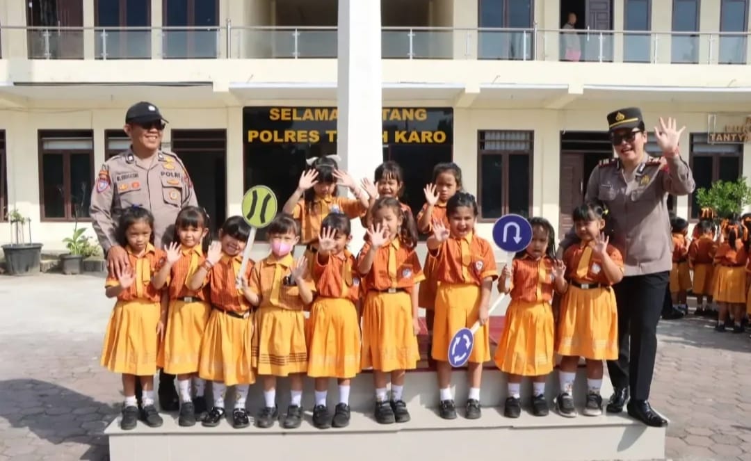 Sat Binmas Polres Tanah Karo Terima Kunjungan Outing Class TK Sint Xaverius Kabanjahe