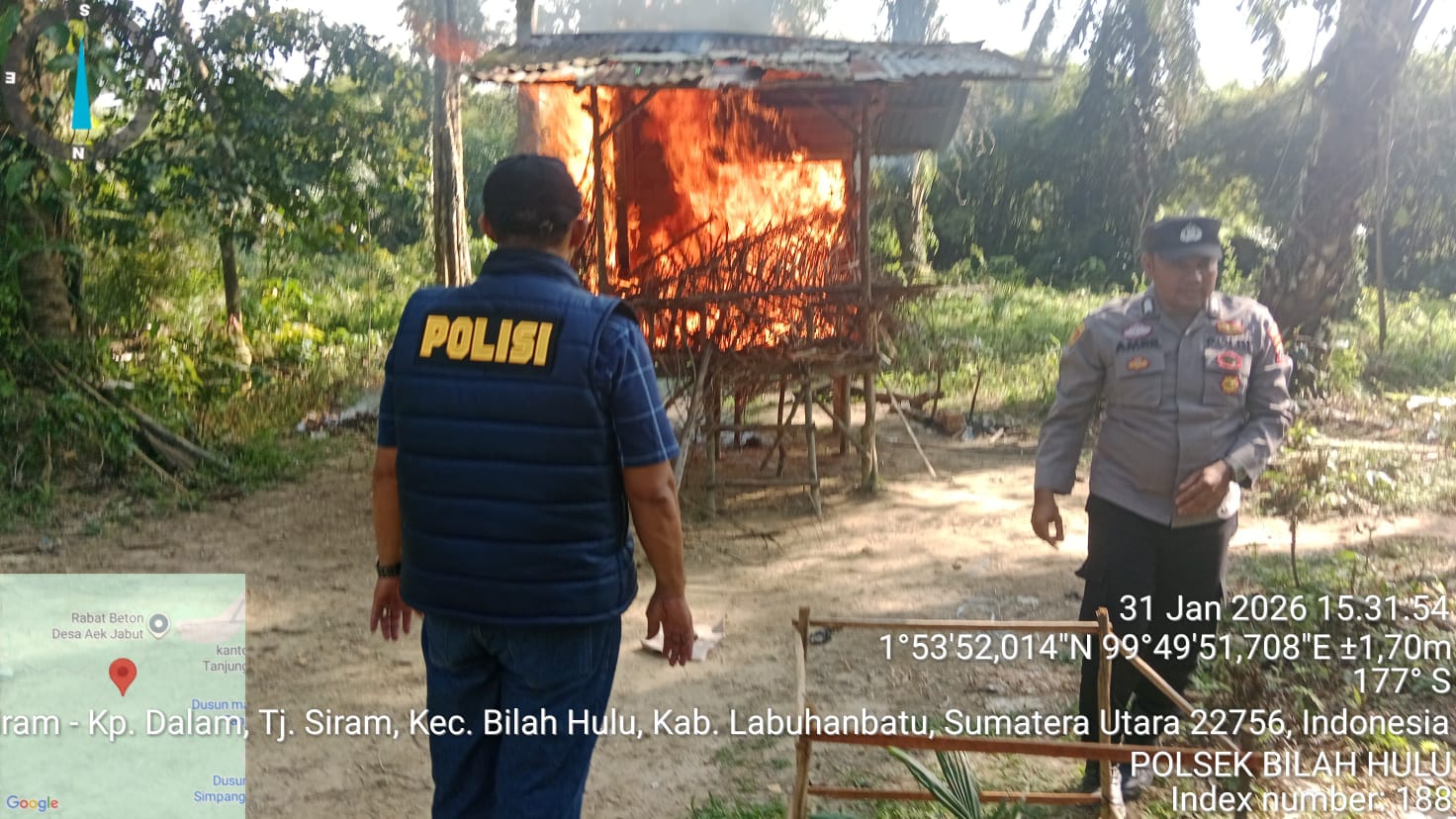 Kapolsek Bilah Hulu Pimpin Grebek Sarang Narkoba di Dusun Tanjung Siram Pekan