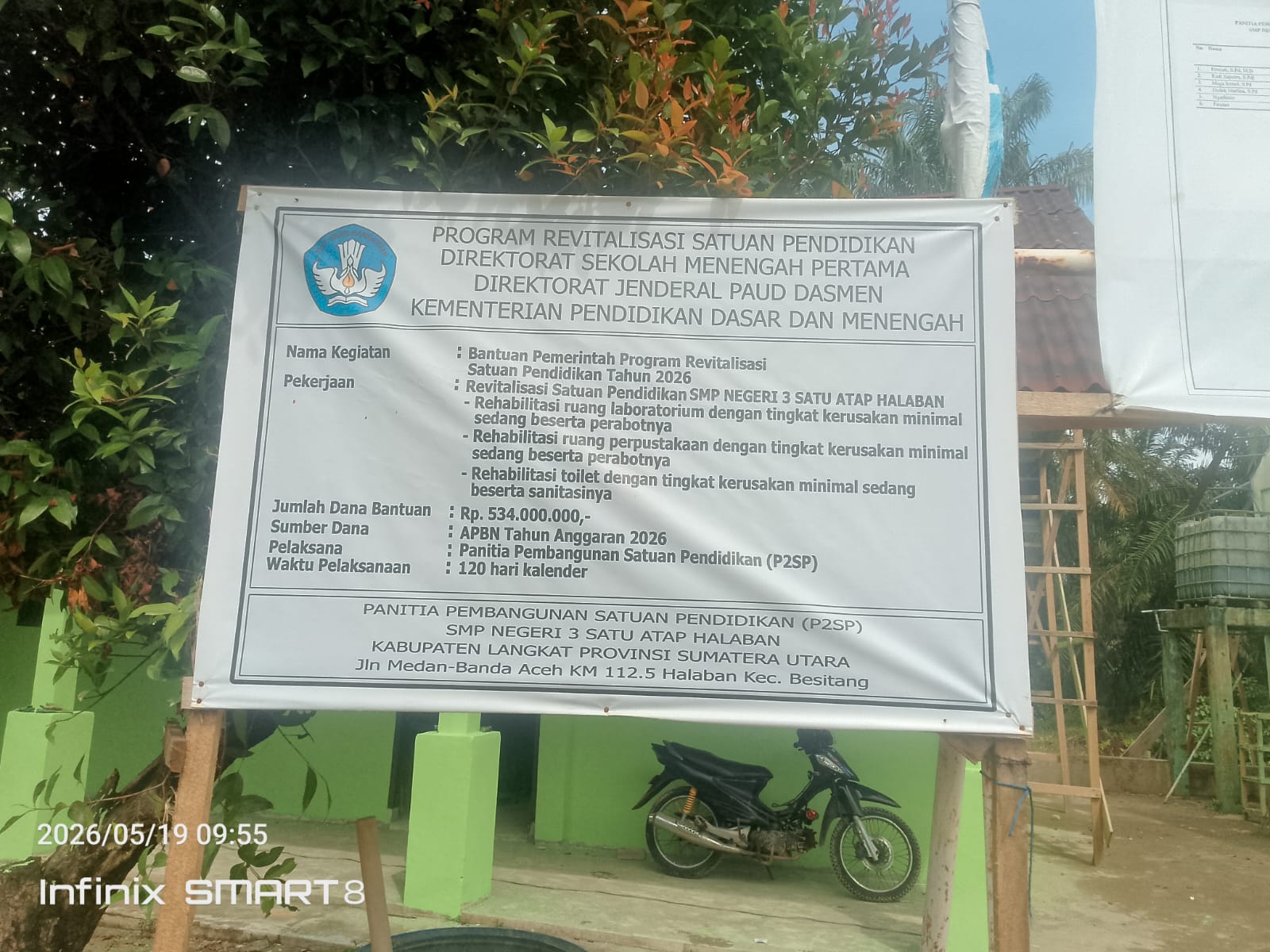 Diduga Terindikasi Korupsi ,Anggaran 534 Juta Dana Revitalisasi SMPN 3 – 1 Atap Besitang di Pertanyakan