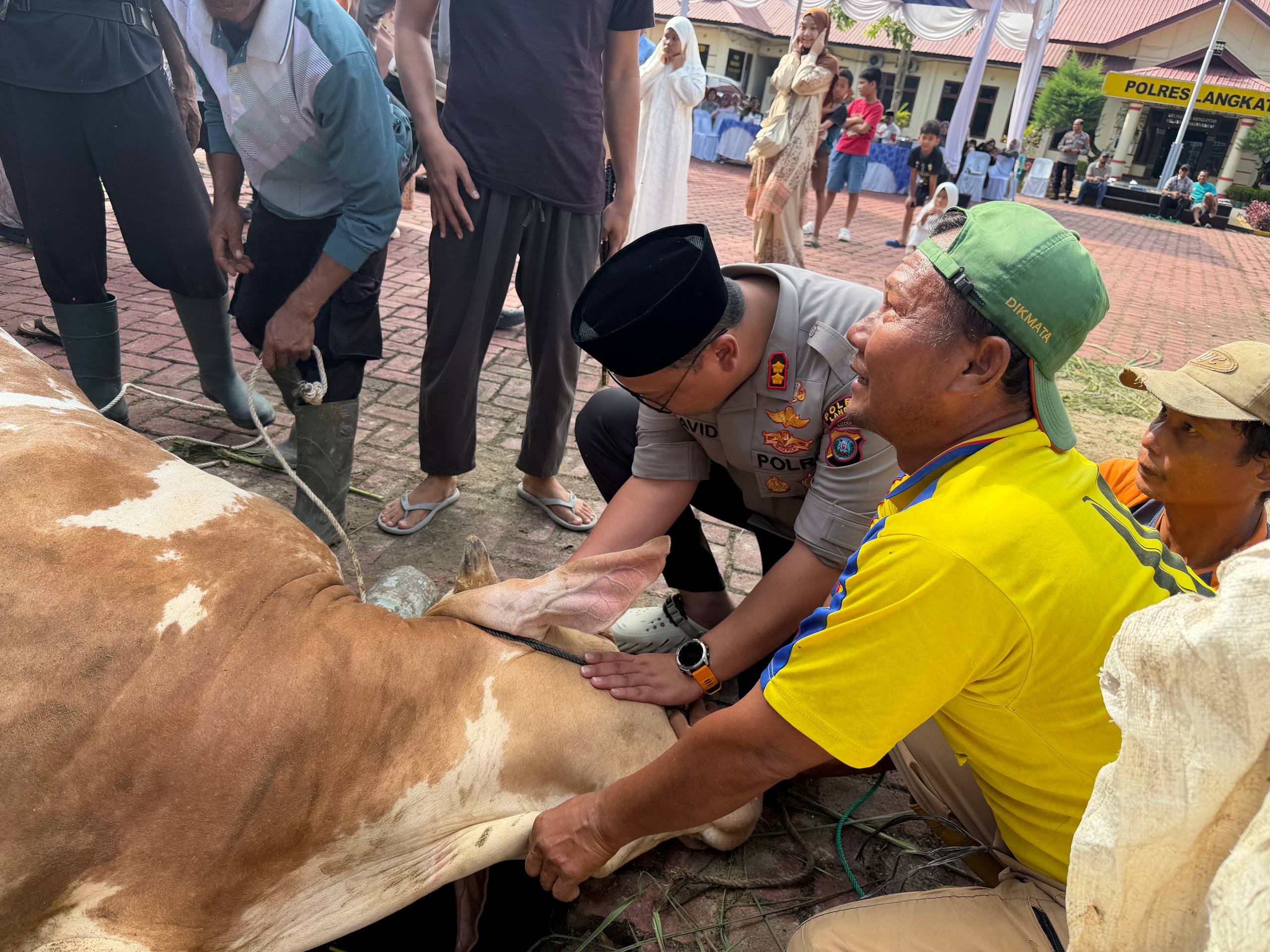 Kapolres Langkat Langsung Pimpin Penyembelihan Hewan Qurban