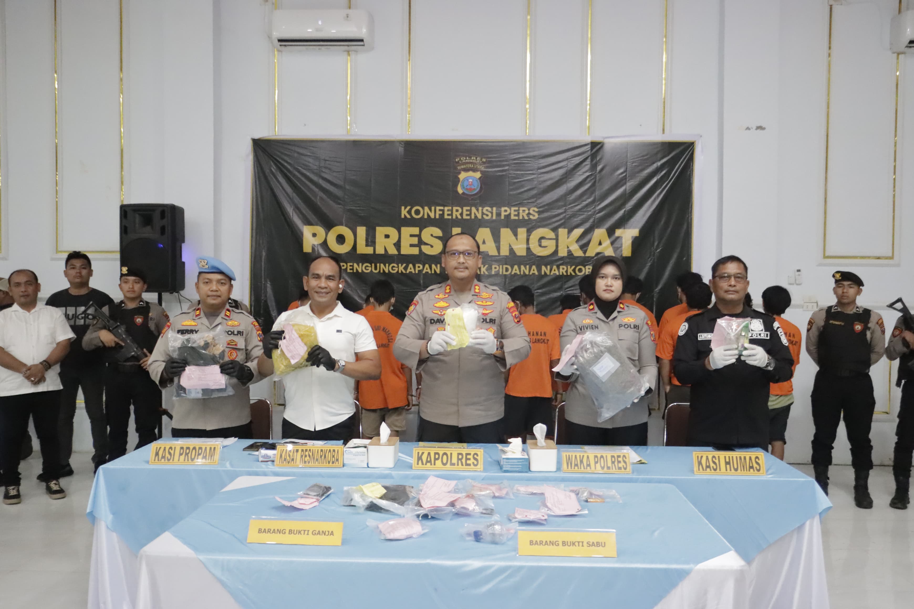 Kapolres Langkat Pimpin Langsung Konferensi Pers Pengungkapan 33 Kasus Narkotika