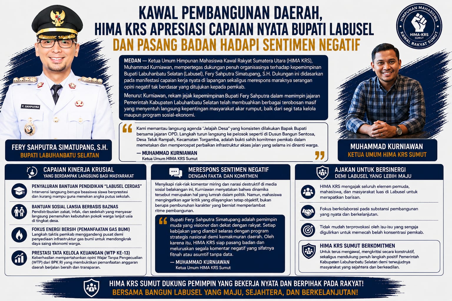 Kawal Pembangunan Daerah, HIMA KRS Apresiasi Capaian Nyata Bupati Labusel