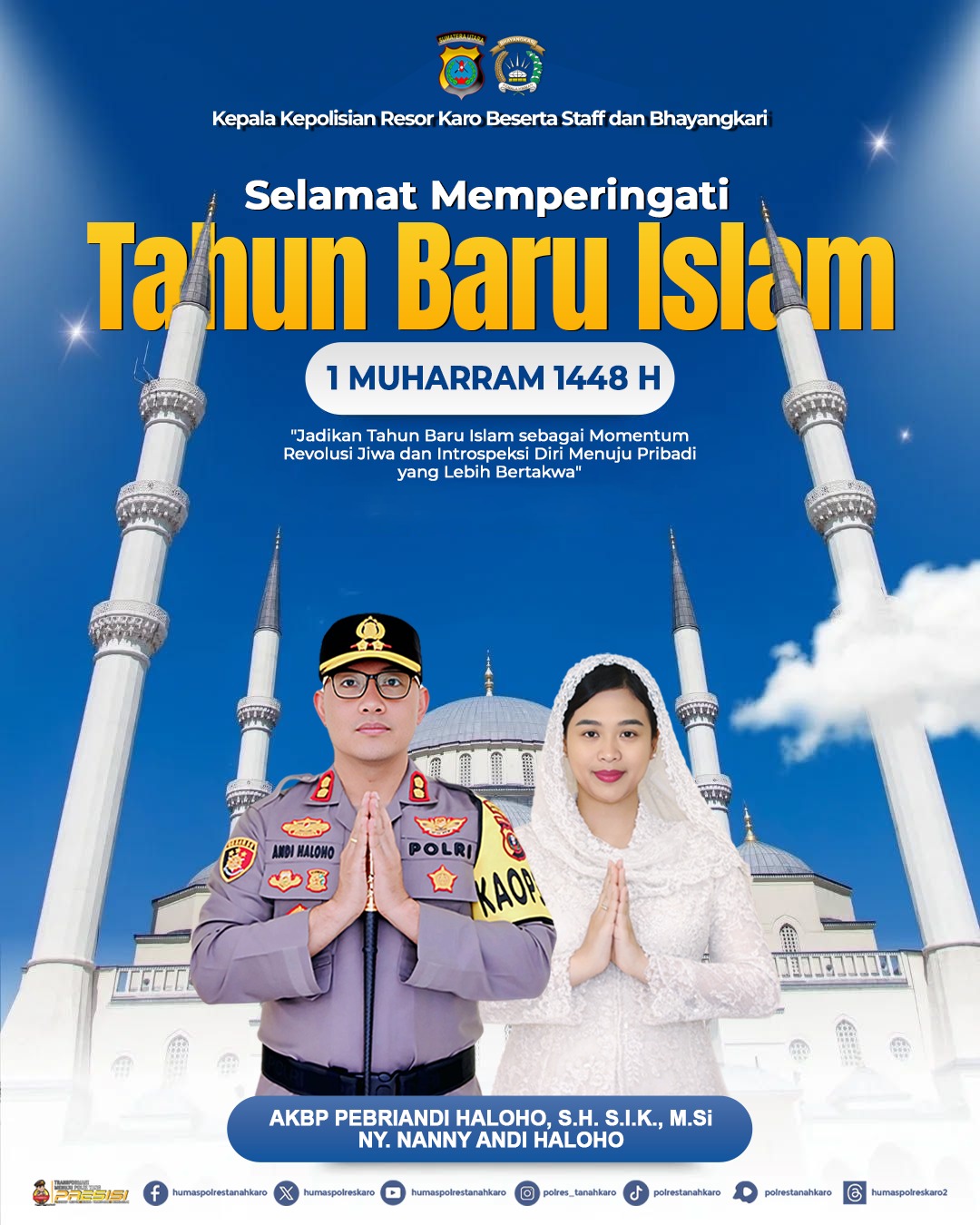 Kapolres Karo Beserta Staf dan Bhayangkari Ucapkan Selamat Tahun Baru Islam 1448 Hijriah