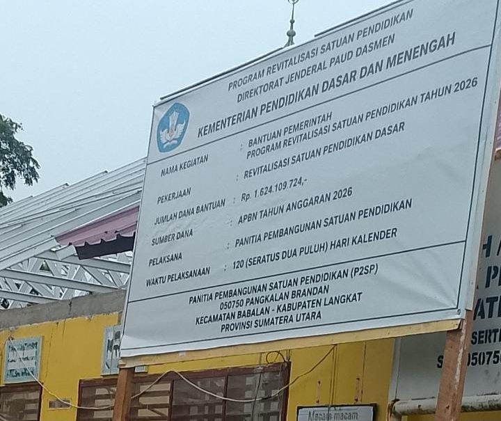 Poldasu dan Kejatisu Diminta Audit Proyek Revitalisasi SDN 050750 Pangkalan Brandan Senilai Rp 1,6 Milyar